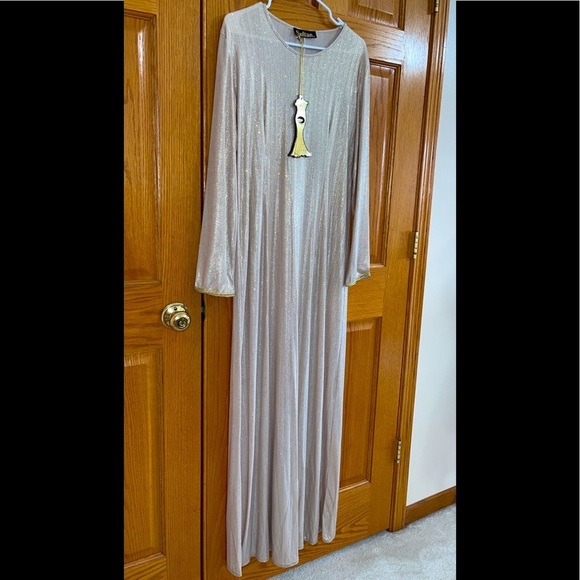 Formal Dress Sizes XL 2XL 3XL 4XL Purple Gold Long Sleeves 2pc Maxi SULTAN Abaya - Picture 12 of 13